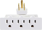 3 Outlet Wall Adapter, VSEER ETL Listed 3-Prong Grounded 180 Degree Swivel Indoor AC Mini Plug Wall Outlet Extender Tap White (1 Pack)