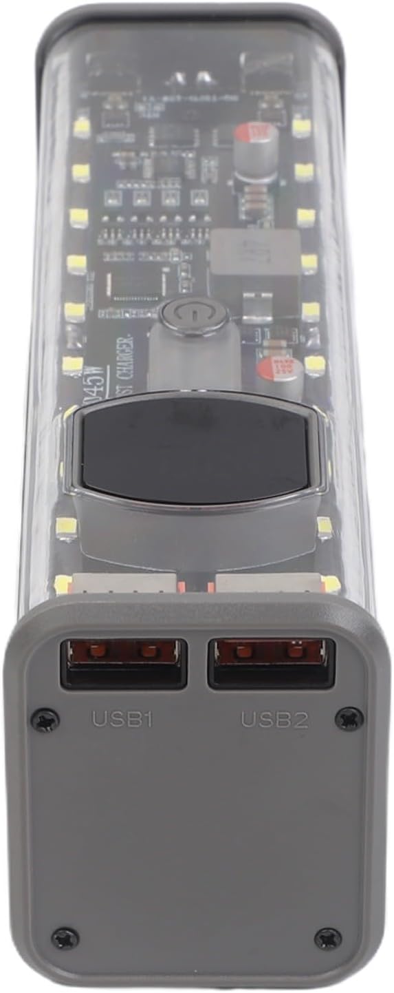 Solder-Free Portable Power Bank Case Transparent DIY Battery Box for 8x18650 Cells 22.5W 45W Fast Charging with Multi-Protection Circuit ABS Housing(black 45W)