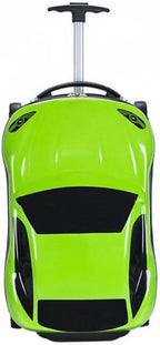 Kids Car Shaped Luggage Telescopic Handle Child's Sit on Suitcase Lightweight 3D Cartoon Car Suitcase for Young Children, Vacation, Airport, Green