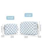 Narwey Small Checkered Makeup Bag for Purse Mini Cosmetic Bag Travel Makeup Pouch Zipper Pouch Cute Make up Bags with Compartments for Women Girls(Small,Sky Blue Checkerboard)