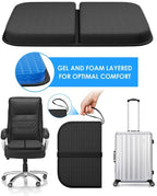 WISIMMALL Gel Seat Cushion Portable Travel Cushions, 16.5" x 12" Large Size Super Thick Foldable Chair Seat Cushion Lightweight for Car Office Chair Wheelchair, Pressure Sores Tailbone Pain Relief