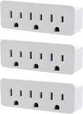 Projectpak 3 Outlet Grounded Wall Adapter - Splitter Extends 1 Outlet to 3 with Phone Securing Lip, Perfect for Travel | Pack of 3