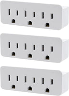 Projectpak 3 Outlet Grounded Wall Adapter - Splitter Extends 1 Outlet to 3 with Phone Securing Lip, Perfect for Travel | Pack of 3