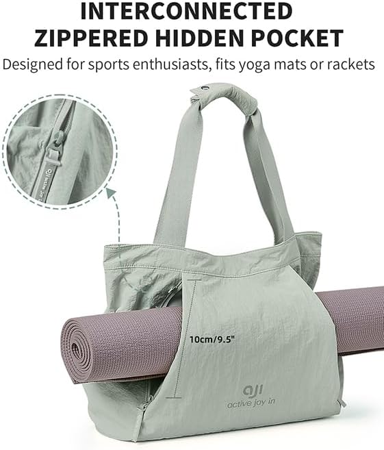 Gym Tote Bag for Women, Lightweight Yoga Mat Bag with Wet Dry Storage Pocket & Multi Pockets