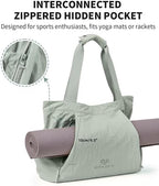 Gym Tote Bag for Women, Lightweight Yoga Mat Bag with Wet Dry Storage Pocket & Multi Pockets