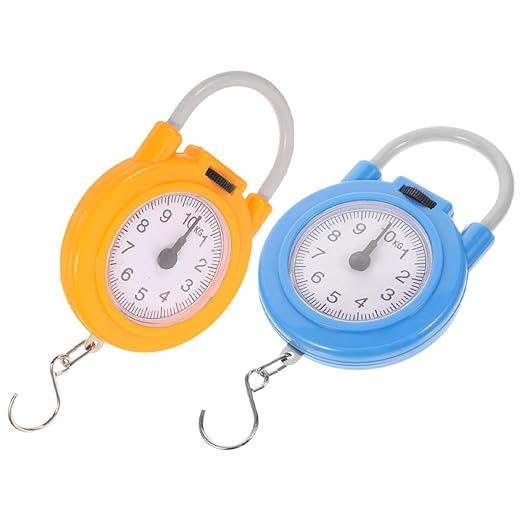 Unomor Portable Digital Hanging Luggage Scale with Hook, Handheld Mini Spring Dial Bag Weight Scale for Travel and Home Use, High Precision Yellow and Blue Set