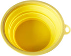 SiliconeSnap Travel Pet Bowl - Collapsible 6.8" Dog Food Dish with Easy Hook Hole, Sun Yellow Washable Feeder