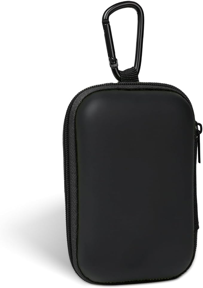 Earbud Case Portable EVA Storage Bag Cell Phone Accessories Organizer with Carabiner for Wired/Wireless Earphone, Earbud, Earpieces, SD Memory Card, Camera Chips, Tech Pouch, Rectangle, Black