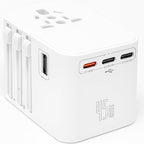 45W Universal Travel Adapter – Compact Plug with 3 USB-C & 2 USB-A Ports for EU/UK/US/AU, International Power Adapter Worldwide Charger, CE/FCC/RoHS Certified (White New)