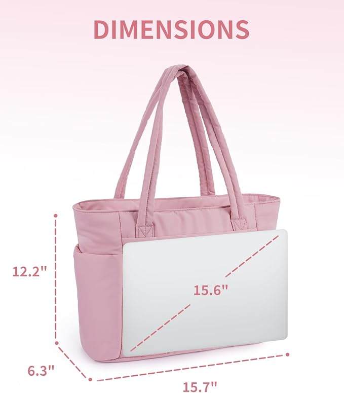 Wandering Nature Puffer Tote Bag with Cup Holder & Laptop Compartment & Trolley Sleeve for Travel, Work, Nurse, Women