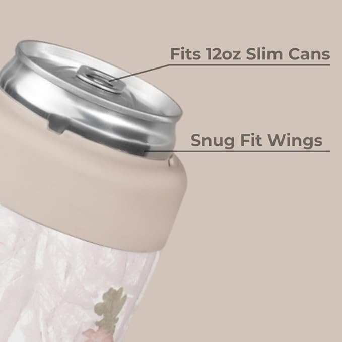 HydroJug Slim Can Cooler - 2-in-1 Insulated Can Cooler Cup - Stainless Steel Slim Can Holder with Non-Slip Rubber Base - Screw-Top Lid - Dishwasher Safe - 12oz, Camo