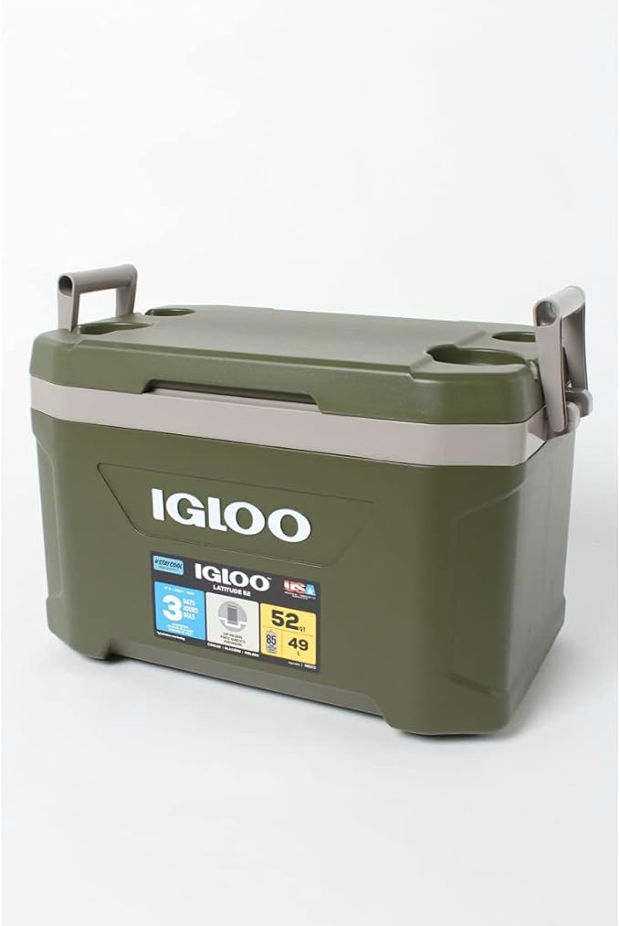 Igloo 60367 Sportsman Latitude 52 Cooler Box, Approx. 11.2 gal (49 L), Sportsman, Latitude, Outdoor, Camping, Leisure, Fishing, Green