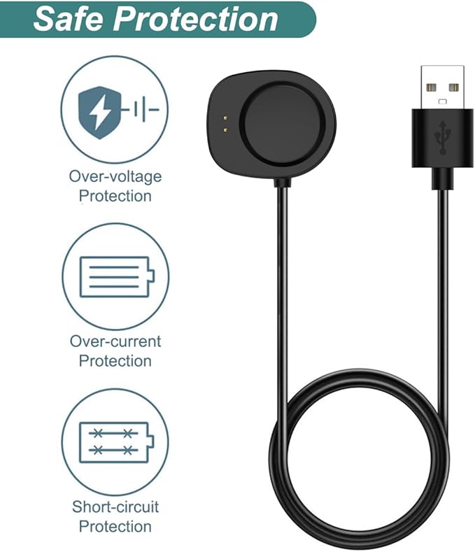 Charger for Amazfit Helio Strap/Active 3/Active Max/T-Rex 3 Pro/T-Rex Ultra 2/Balance 2, Replacement Charging Cable Cord for Amazfit Smart Watch & Fitness Tracker (3.3ft/1m)