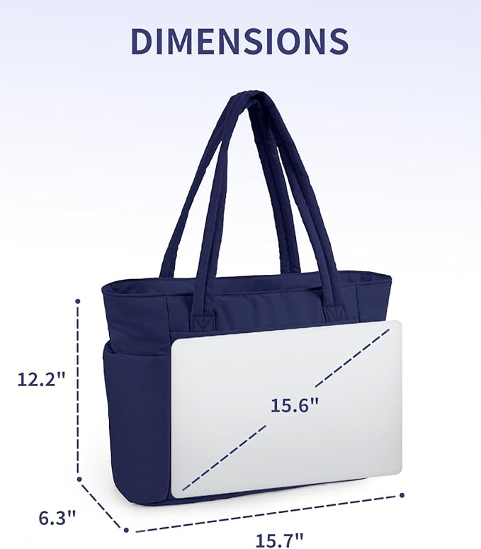 Wandering Nature Puffer Tote Bag with Cup Holder & Laptop Compartment & Trolley Sleeve for Travel, Work, Nurse, Women