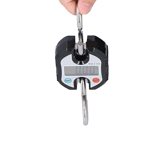 FTVOGUE Digital Hanging Scale, Portable Electronic Hook Scale with Double Accuracy Display for Grocery Shopping and Luggage, 150kg Capacity (Black)