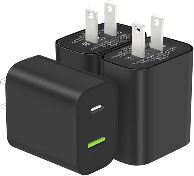 3 Pack USB C Charger Block, Dual Port Type C Wall Charger Fast Charging 20W Power Adapter Cube for iPhone 14/14 Pro/14 Pro Max/14 Plus/13/12/11, XS/XR/X, iPad, Samsung, More