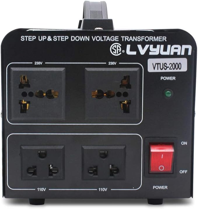 Cantonape Voltage Transformer Converter 2000 Watt Step Up/Down Convert from 110-120 Volt to 220-240 Volt and from 220-240 Volt to 110-120 Volt with 2 US Outlets, 2 Universal Outlets