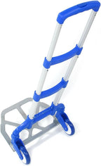 Folding Hand Truck, Dolly Cart with Wheels Foldable, Lightweight Aluminum Luggage Cart Portable Collapsible Trolly for Utility Cart, Hand Trucks for Moving Travel Shopping Airport Office Blue