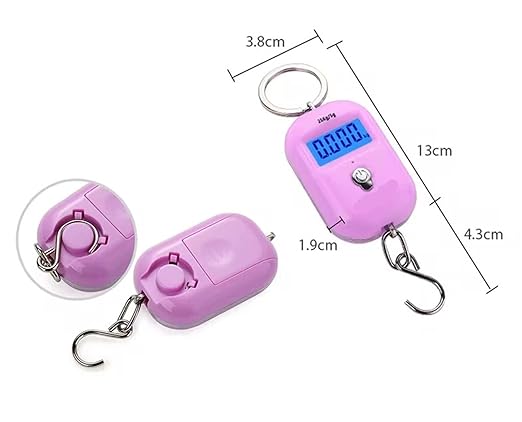 Luggage Weight Scale, 8pcs 25kg/5g Portable Hanging Scale Mini LCD Digital Scale for Fishing Luggage Travel Weighting Electronic Scale,for Travel(Purple)