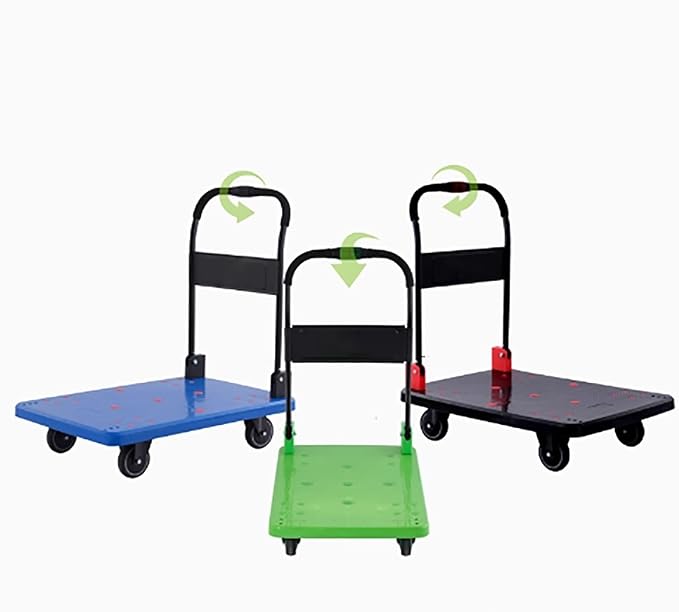 Folding Hand Truck Cart with 360° Swivel Wheels Portable Luggage & Warehouse Cart for Easy Moving Compact Lightweight Black
