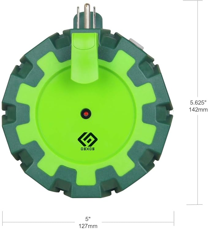 OSKOS Outdoor Outlet Extender, Heavy Duty 8 Outlet Power Adapter with Swivel Safety Covers, Resettable 15A Circuit Breaker, Power Indicator, for Outdoor lights, Holiday decorations Workshop. UL listed