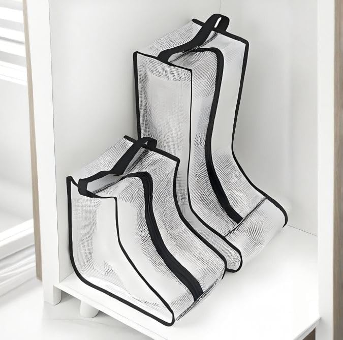 Hewnda Portable 2 Pack Boots Storage,Short Portable waterproof storage bags are used for travel storage, under the bed,wardrobe and shoe cabinet (Black Edge), VDF-1035
