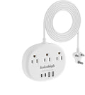 India to US Plug Adapter, India Plug Adapter with 3 American Outlets 4 USB Ports (2 USB-C) Total 24W, Type D Travel Adapter for USA to India Bangladesh Maldives Nepal Pakistan