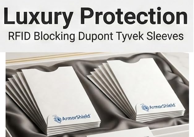 Semper Paratus Gear RFID Blocking Sleeves for Credit Cards - 10 Pack Credit Card Protector - Tyvek ArmorShield - Travel Wallet Security - Made in USA