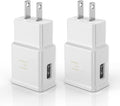 Adaptive Fast Charging Block USB Wall Charger Adapter Fits Samsung Galaxy S25/S24/S23/S22/S22 Ultra/S21/S20/S10/S9/S8/S7/Edge/Note 10 Quick Charge (White, 2 Pack)