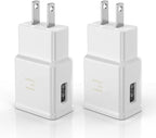 Adaptive Fast Charging Block USB Wall Charger Adapter Fits Samsung Galaxy S25/S24/S23/S22/S22 Ultra/S21/S20/S10/S9/S8/S7/Edge/Note 10 Quick Charge (White, 2 Pack)