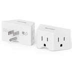 BEONDON Small Angled Outlet Extender, 3 Way Outlet Splitter Plug for Bathroom Kitchen Bedroom Dorm and Other Tight Spaces, White, 2 Pack