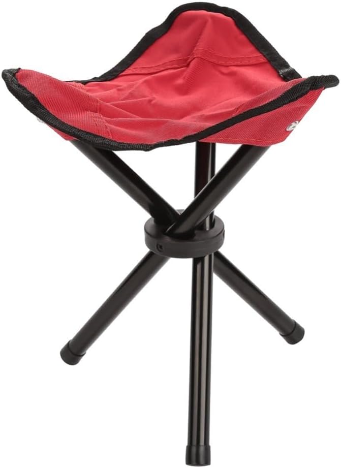 Folding Camping Stool with Carry Strap - Portable Tripod Lightweight 3-Leg Collapsible Chair for Outdoor Hiking, Fishing, Picnic & Travel(Red)