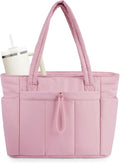 Wandering Nature Puffer Tote Bag with Cup Holder & Laptop Compartment & Trolley Sleeve for Travel, Work, Nurse, Women