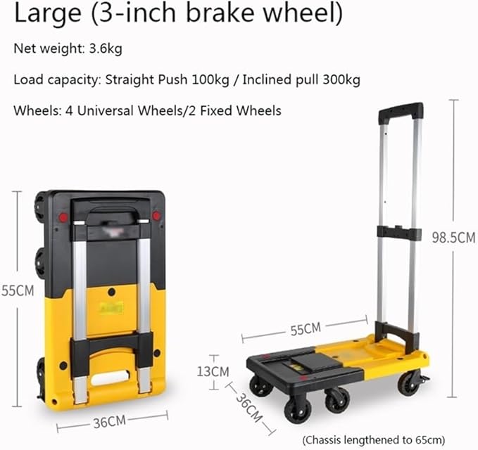 Flat Bed carts with Wheels Foldable Folding Portable Trolley Courier Cargo Trolley Luggage Trolley Small Trolley Household Trailer Heavy - Duty trolleyflatbed Truck(Purple,Large)