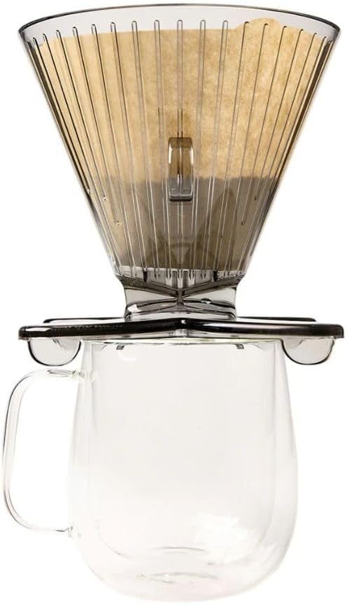 DIVVI Dual Cup Pour Over Coffee Dripper, BPA-Free, Large Capacity, Filter #4, Brew on Two Cups or One, No Carafe Needed, Fits Most Mugs, Portable, Easy to Clean & Dishwasher Safe Coffee Maker