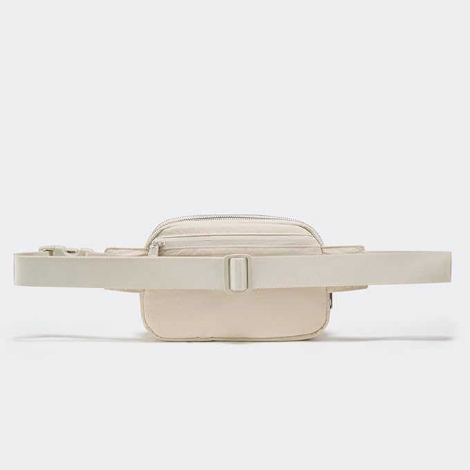 Pander Everywhere Belt Bag for Women, 5 Zipper Pockets Nylon Crossbody Fanny Pack Purse (White Opal)