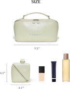 EACHY Travel Makeup Bag, Large Capacity Cosmetic Bag for Women, Waterproof PU Leather, Flat Open Portable Toiletry Bag for Skincare, Brushes & Travel Essentials