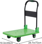Portable Folding Hand Truck Cart with 360° Swivel Wheels Lightweight Moving Carts for Luggage Warehouse and Home Use Compact Green Design