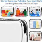 F-color 3 Pack Large Clear Makeup Bag 9.6 Inch, Water Resistant Travel Toiletry Organizer for Full Size Bottles, Cosmetic Storage for Checked Luggage, Black
