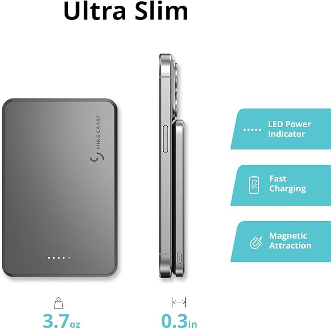 Custom Engraving Power Bank 5000mah,Customized Portable Charger with Name,Logo,Picture,Gift for Employees,Clients(Space Gray)