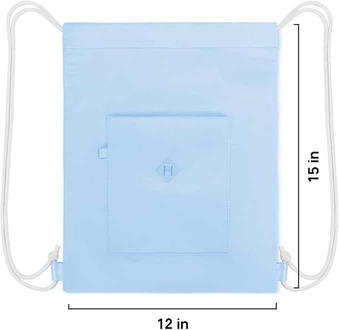 BAVELOE Drawstring Backpack Sports Gym Sackpack with Pockets Water Resistant Cinch String Bag for Women Men（Blue）