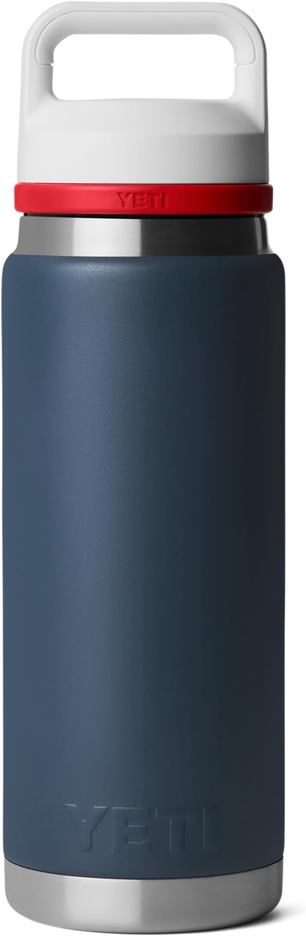 YETI Rambler 26 oz Bottle, Leakproof, Vacuum Insulated, Stainless Steel with Chug Cap, Navy/Rescue Red/White/Badge