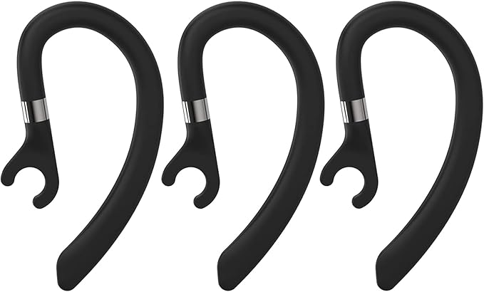 New bee Ear Hooks Replacement Ear Hook Clips- Snap-in Headset Spare Clamp Hook (Black, 3 Pack+Silicon)