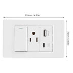 VBESTLIFE 2Pack Wall Outlet, 15A 3 Prong AC 10W USB Type C 2.1A Port, Single Control Switch, Wall Receptacle Outlet and Light Switch (US Plug)