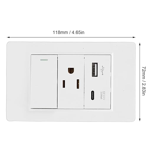 VBESTLIFE 2Pack Wall Outlet, 15A 3 Prong AC 10W USB Type C 2.1A Port, Single Control Switch, Wall Receptacle Outlet and Light Switch (US Plug)