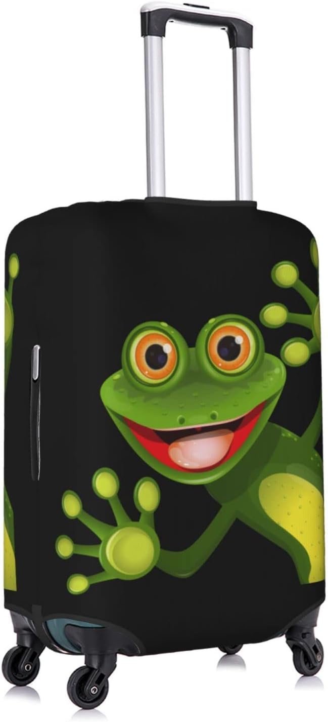 Travel Luggage Cover Suitcase Protector, Merry Green Frog Cute Animal Washable Elastic Stretchy Anti-scratch Luggage Sleeve with Concealed Zipper for Spinner Wheeled Suitcase Fits 18-21 Inch Luggage