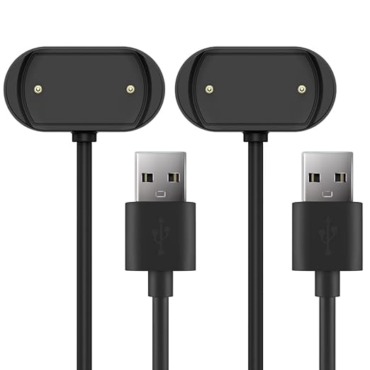 TUSITA Charger Smartwatch Cables Compatible with Amazfit GTR 4, GTR 3, GTR 3 Pro, GTS 3, GTS 4, T-Rex 2 (1M,2-Pack)
