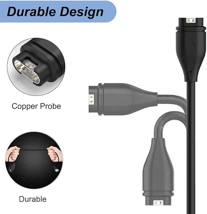 Charger for Garmin Vivoactive 6/5/4/4s/3, Replacement USB Charging Cable with Black Dust Plug for Garmin Watch(1)