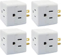 Uninex PS36 3-Outlet Grounded Plug Cube Taps, Extra-Wide Adapter Spaced, Easy Access, Compact, ETL Listed, 4-Pack