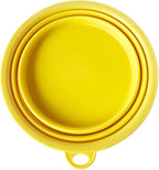 SiliconeSnap Travel Pet Bowl - Collapsible 6.8" Dog Food Dish with Easy Hook Hole, Sun Yellow Washable Feeder
